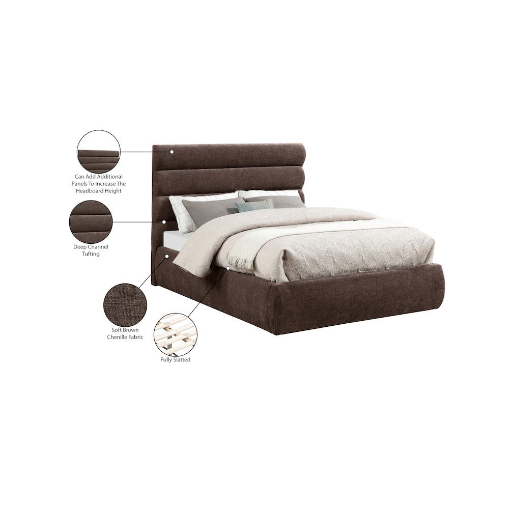 Adam Brown Chenille Fabric Full Bed. Picture 9