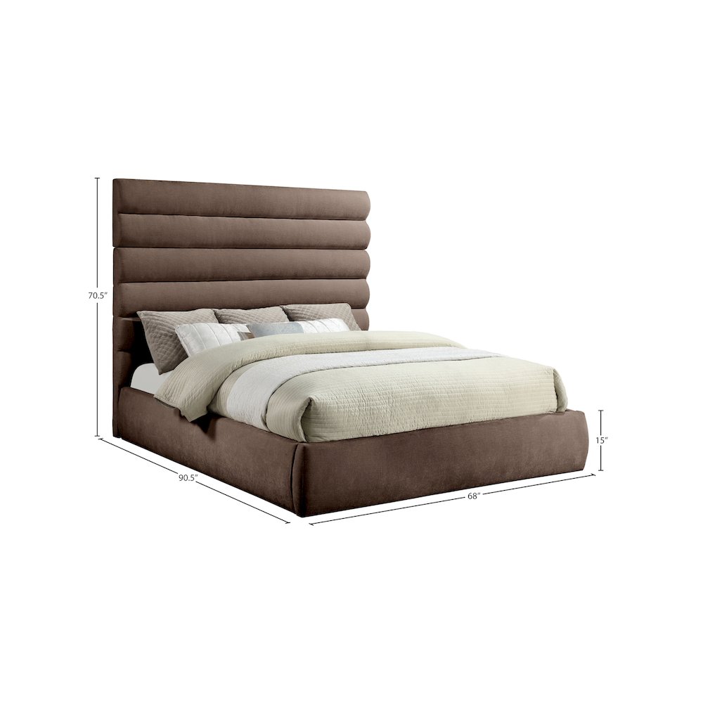 Adam Brown Chenille Fabric King Bed. Picture 8
