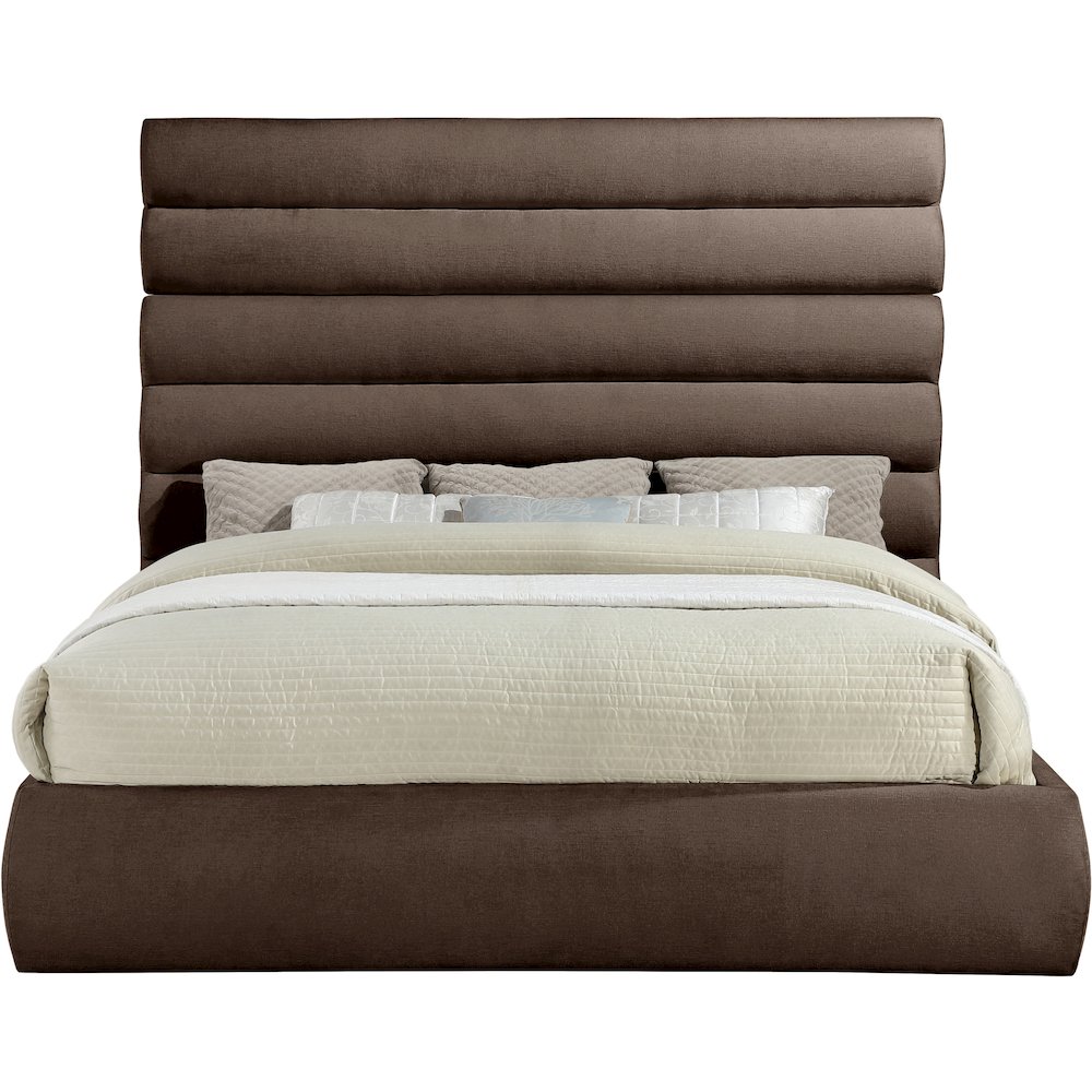 Adam Brown Chenille Fabric King Bed. Picture 2