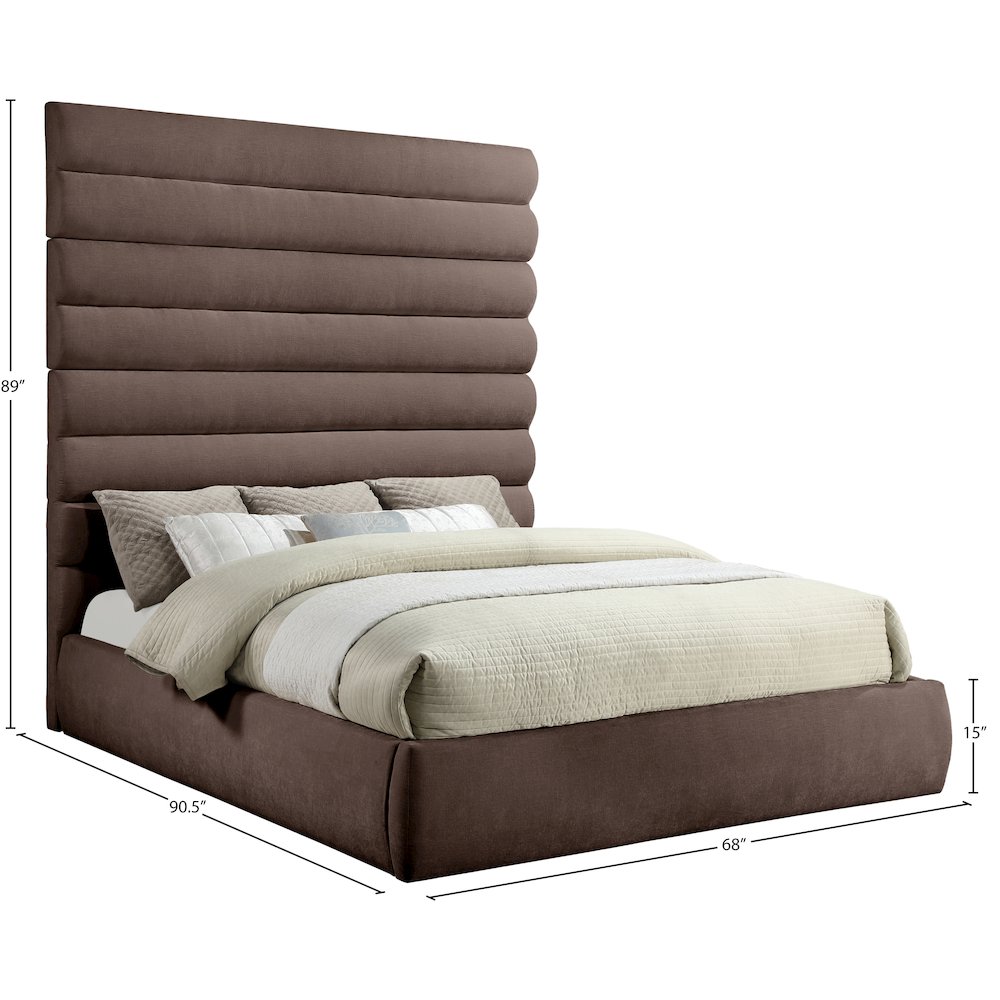 Adam Brown Chenille Fabric King Bed. Picture 8