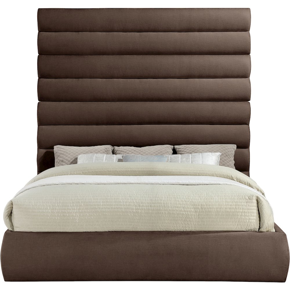 Adam Brown Chenille Fabric King Bed. Picture 2