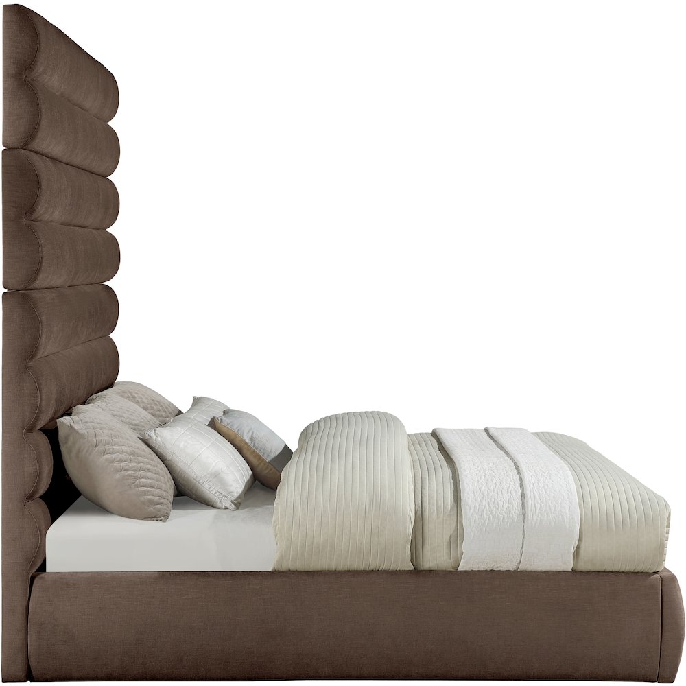 Adam Brown Chenille Fabric King Bed. Picture 3