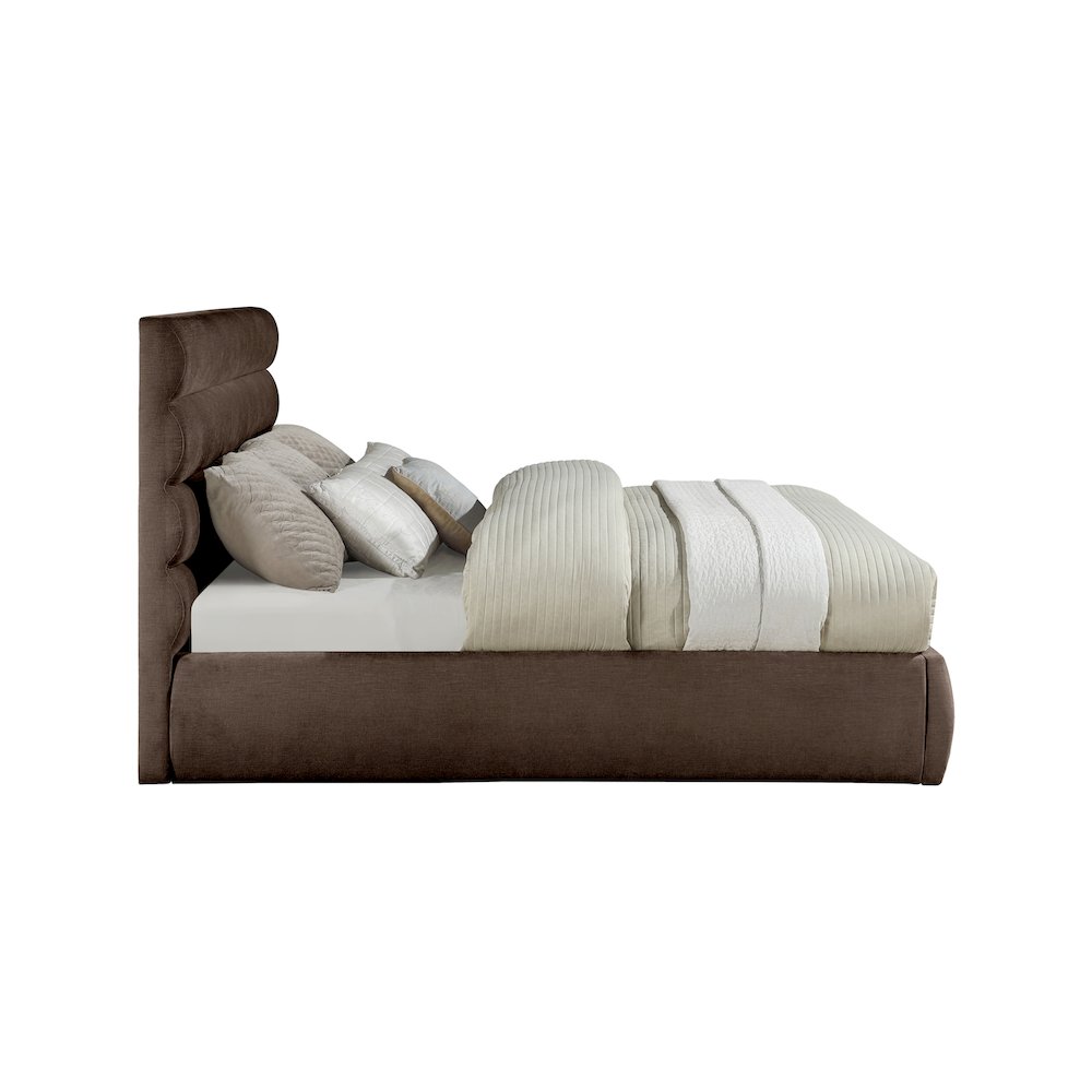 Adam Brown Chenille Fabric King Bed. Picture 3