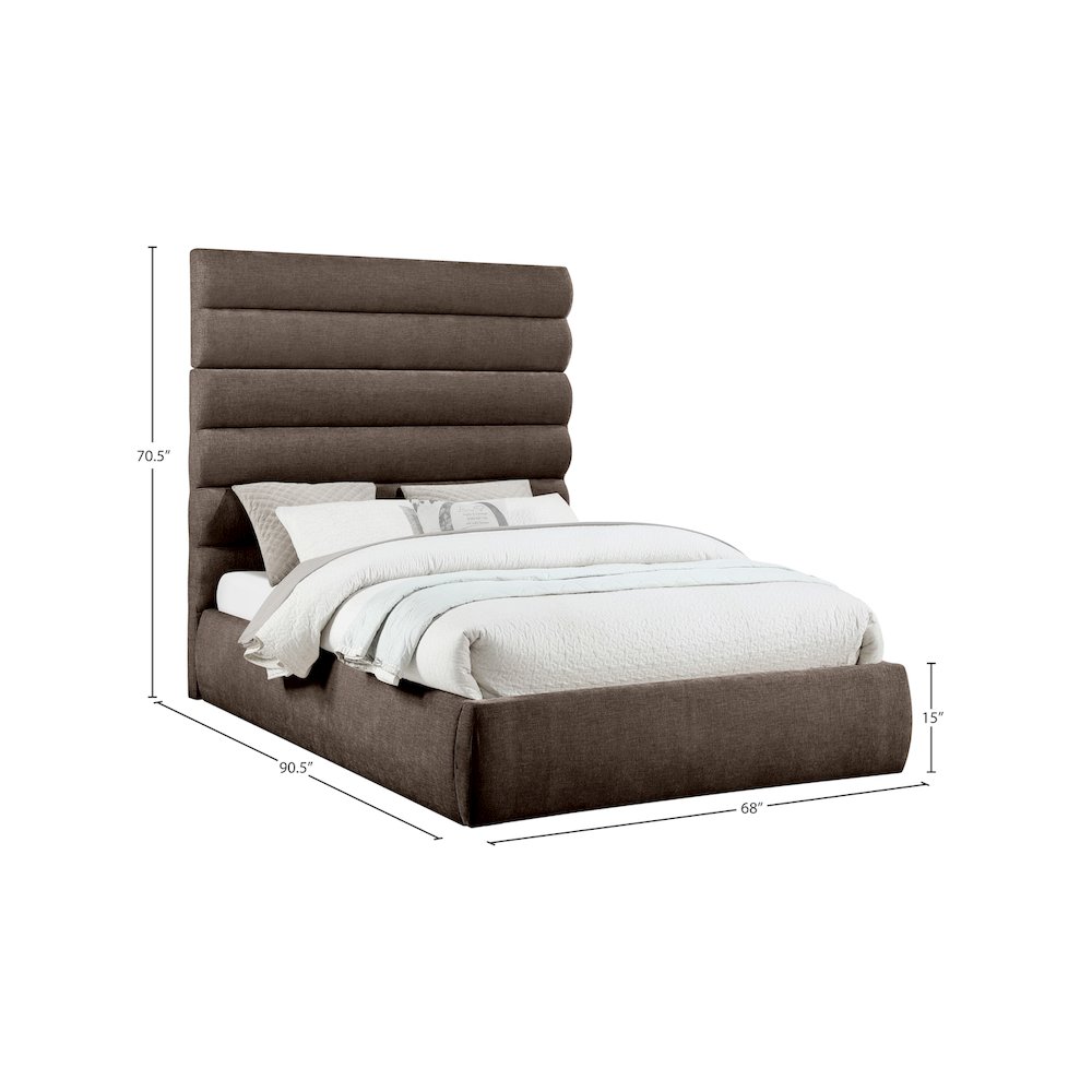 Adam Brown Chenille Fabric Queen Bed. Picture 8