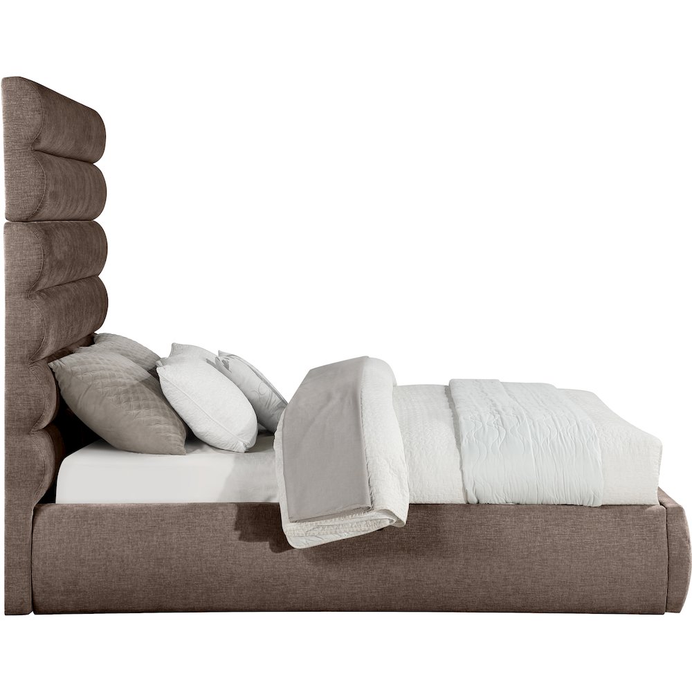 Adam Brown Chenille Fabric Queen Bed. Picture 3