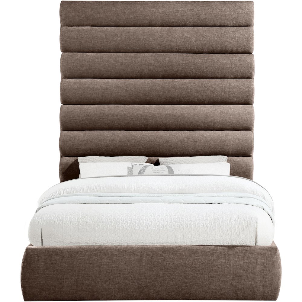 Adam Brown Chenille Fabric Queen Bed. Picture 2