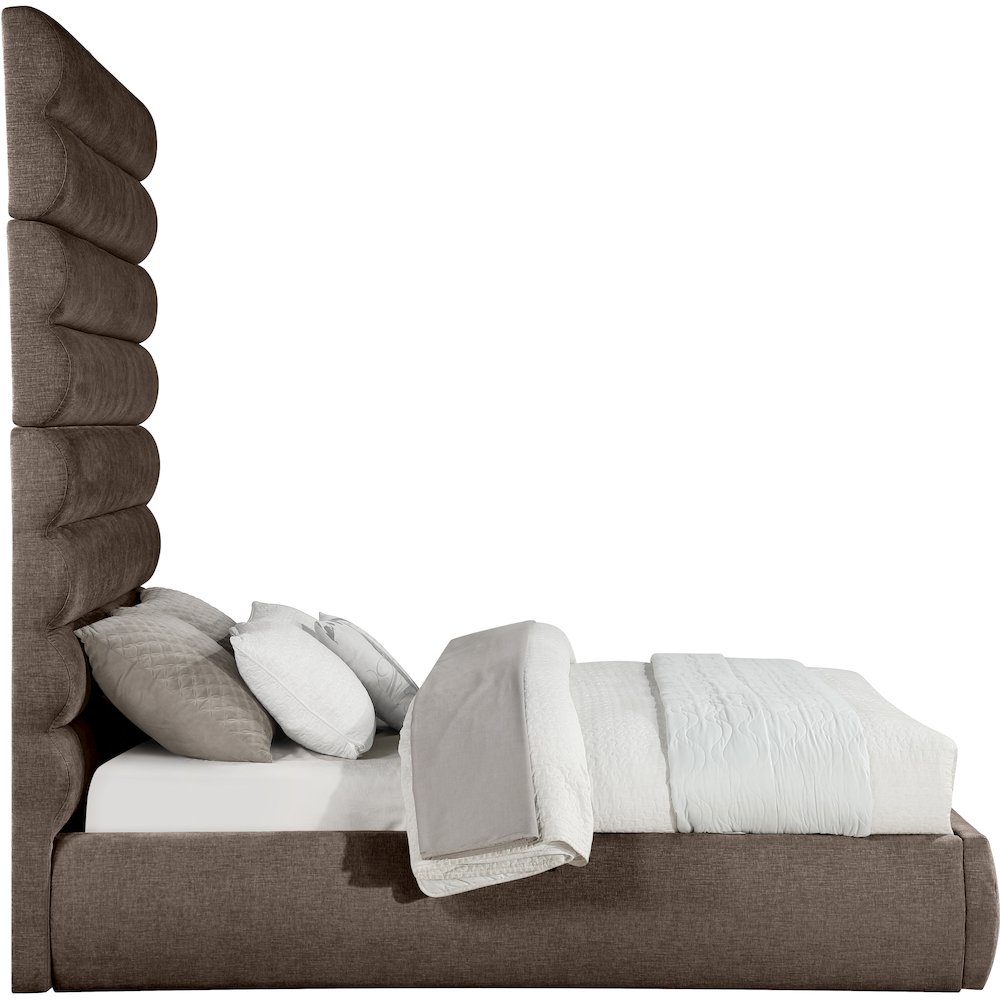 Adam Brown Chenille Fabric Queen Bed. Picture 3