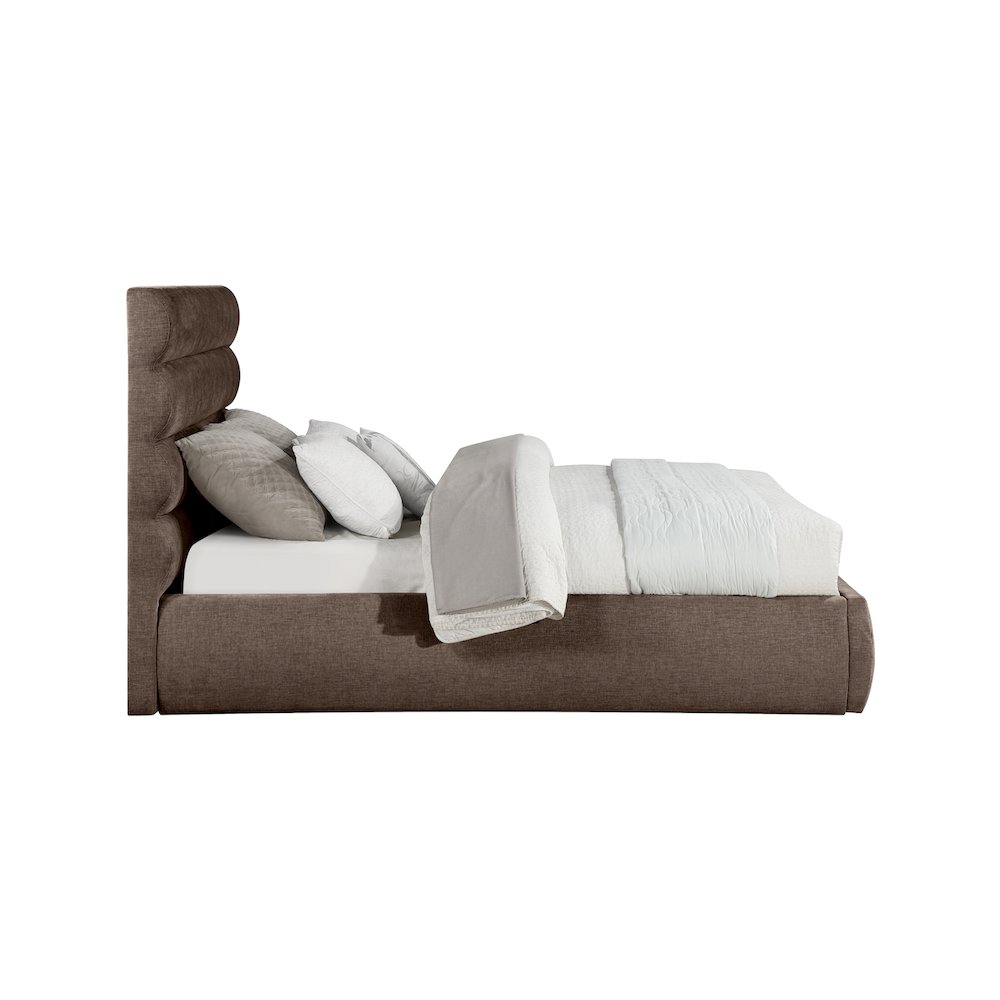 Adam Brown Chenille Fabric Queen Bed. Picture 3