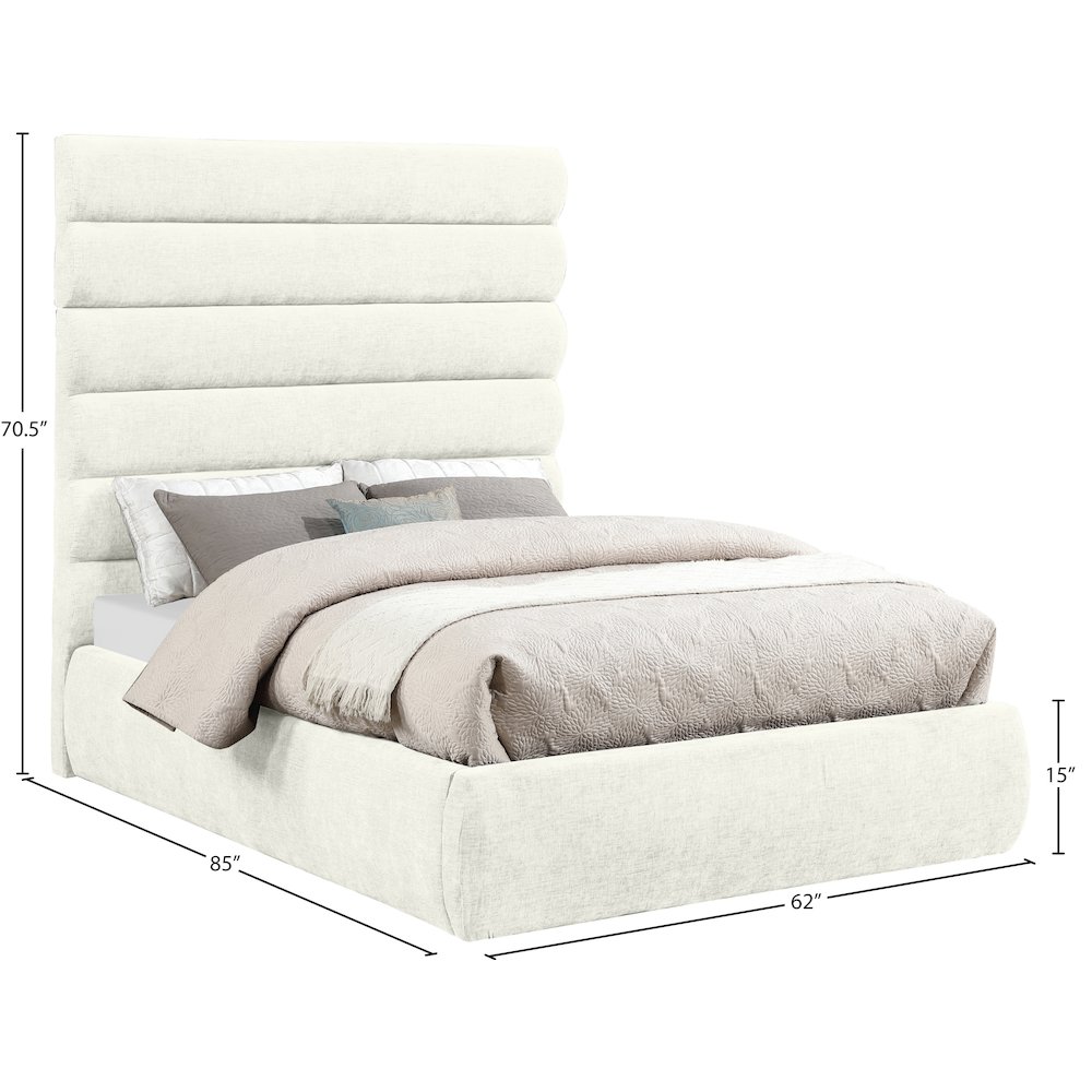 Adam Cream Chenille Fabric Full Bed. Picture 8