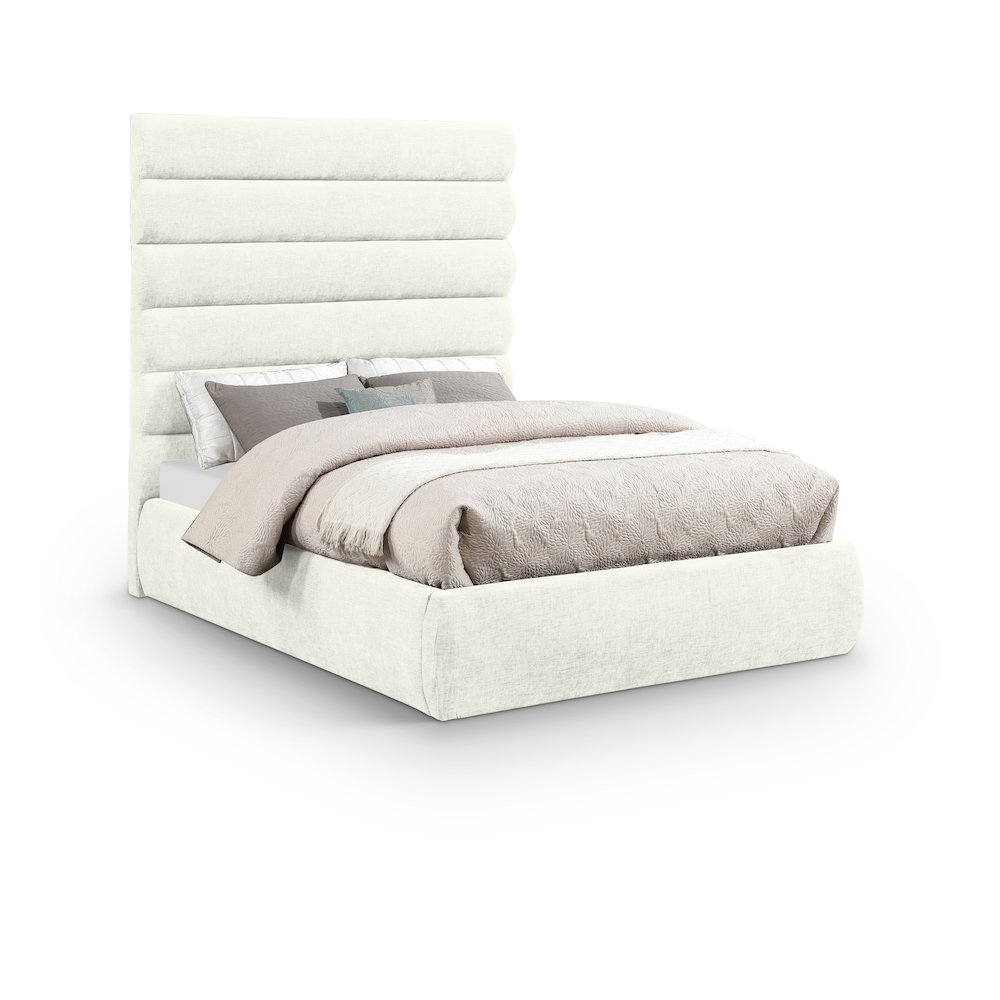 Adam Cream Chenille Fabric Full Bed. Picture 1
