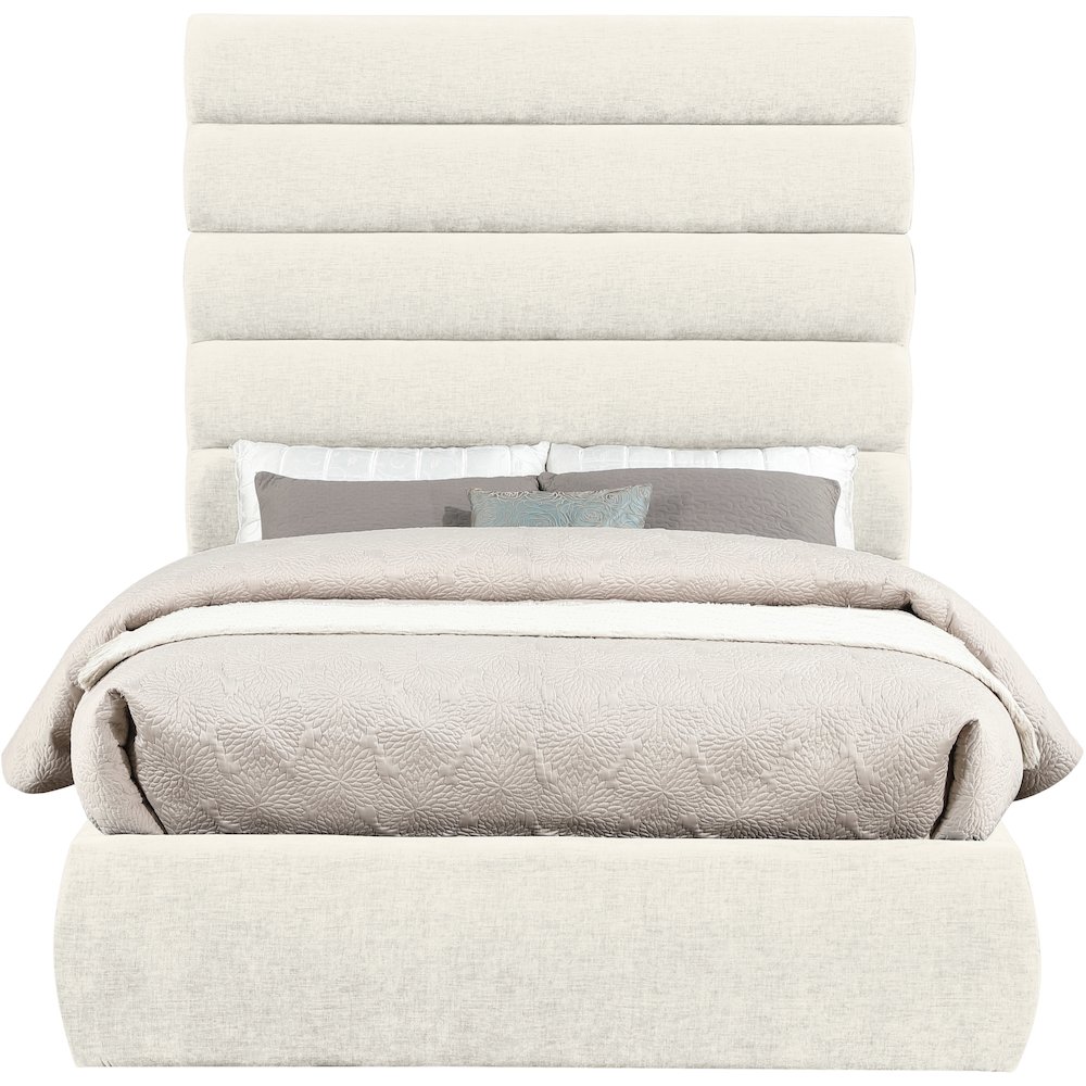 Adam Cream Chenille Fabric Full Bed. Picture 2