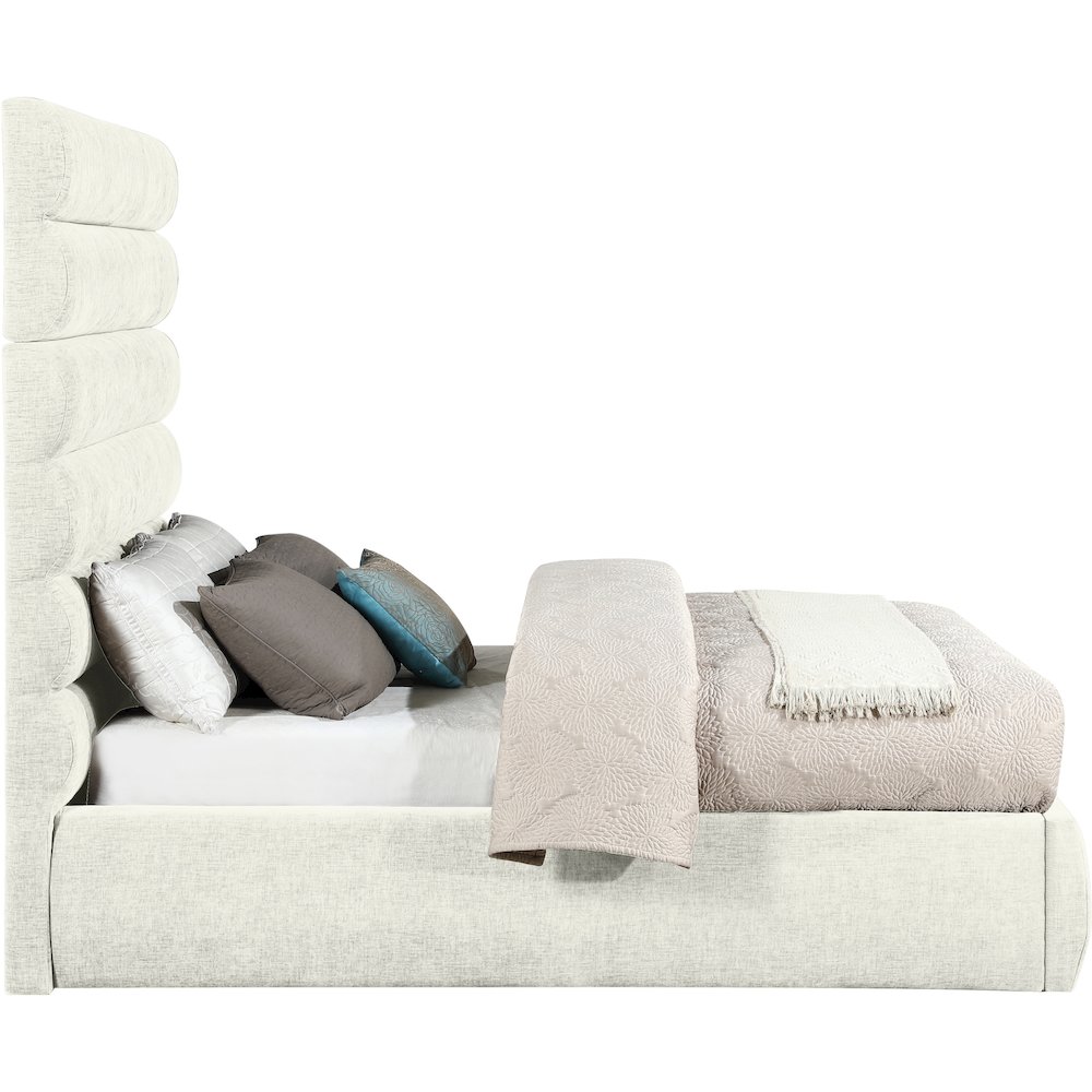 Adam Cream Chenille Fabric Full Bed. Picture 3