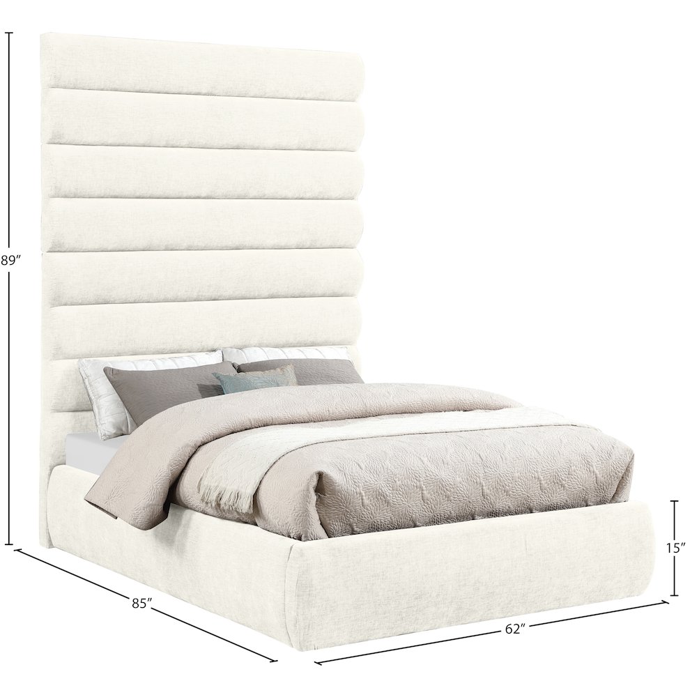Adam Cream Chenille Fabric Full Bed. Picture 8