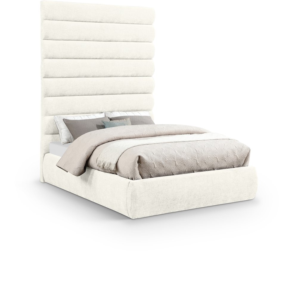 Adam Cream Chenille Fabric Full Bed. Picture 1