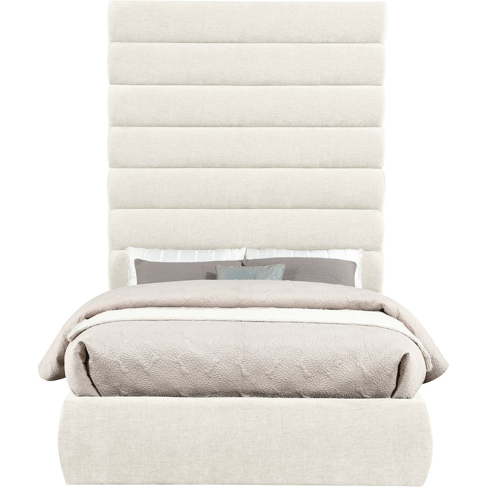 Adam Cream Chenille Fabric Full Bed. Picture 2