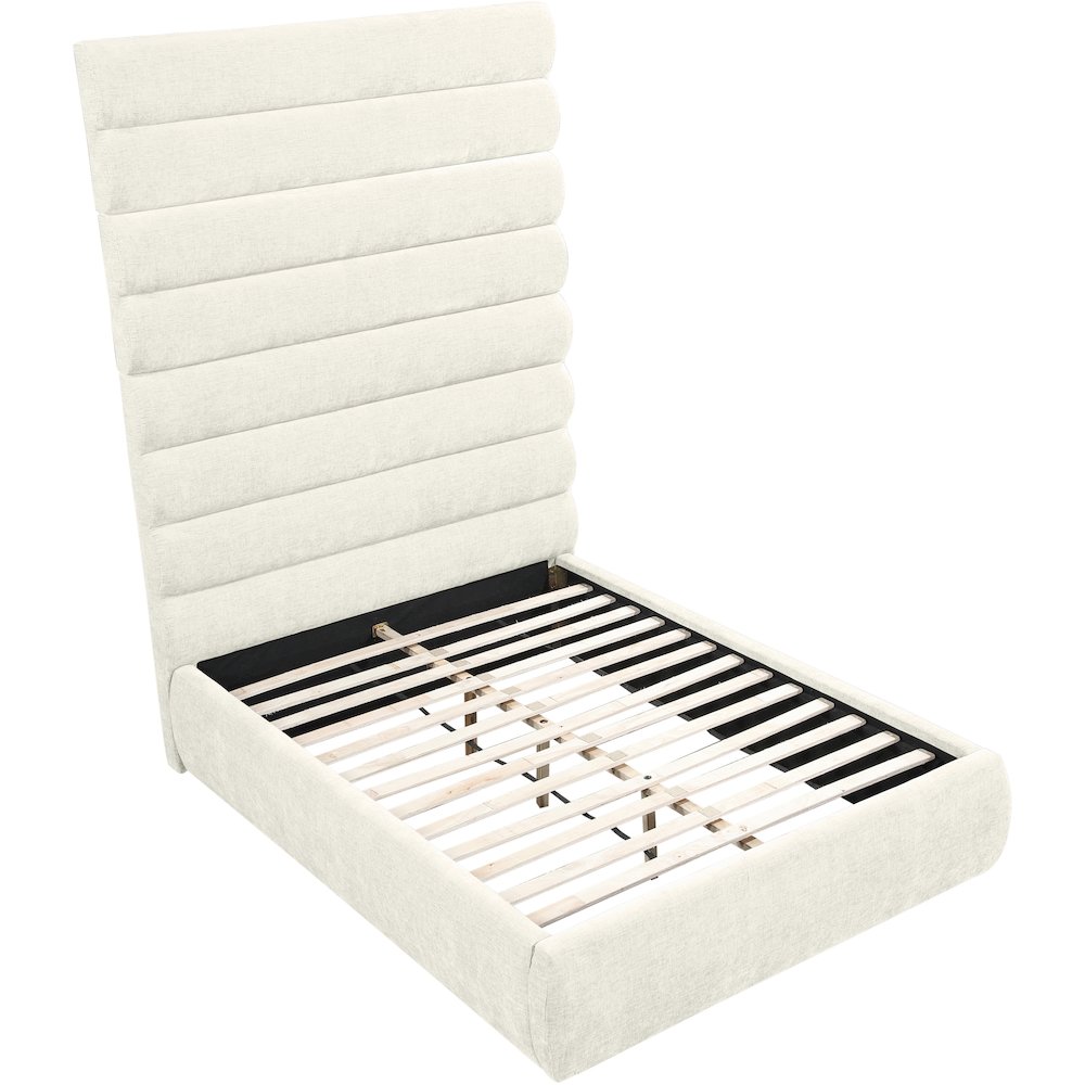 Adam Cream Chenille Fabric Full Bed. Picture 6