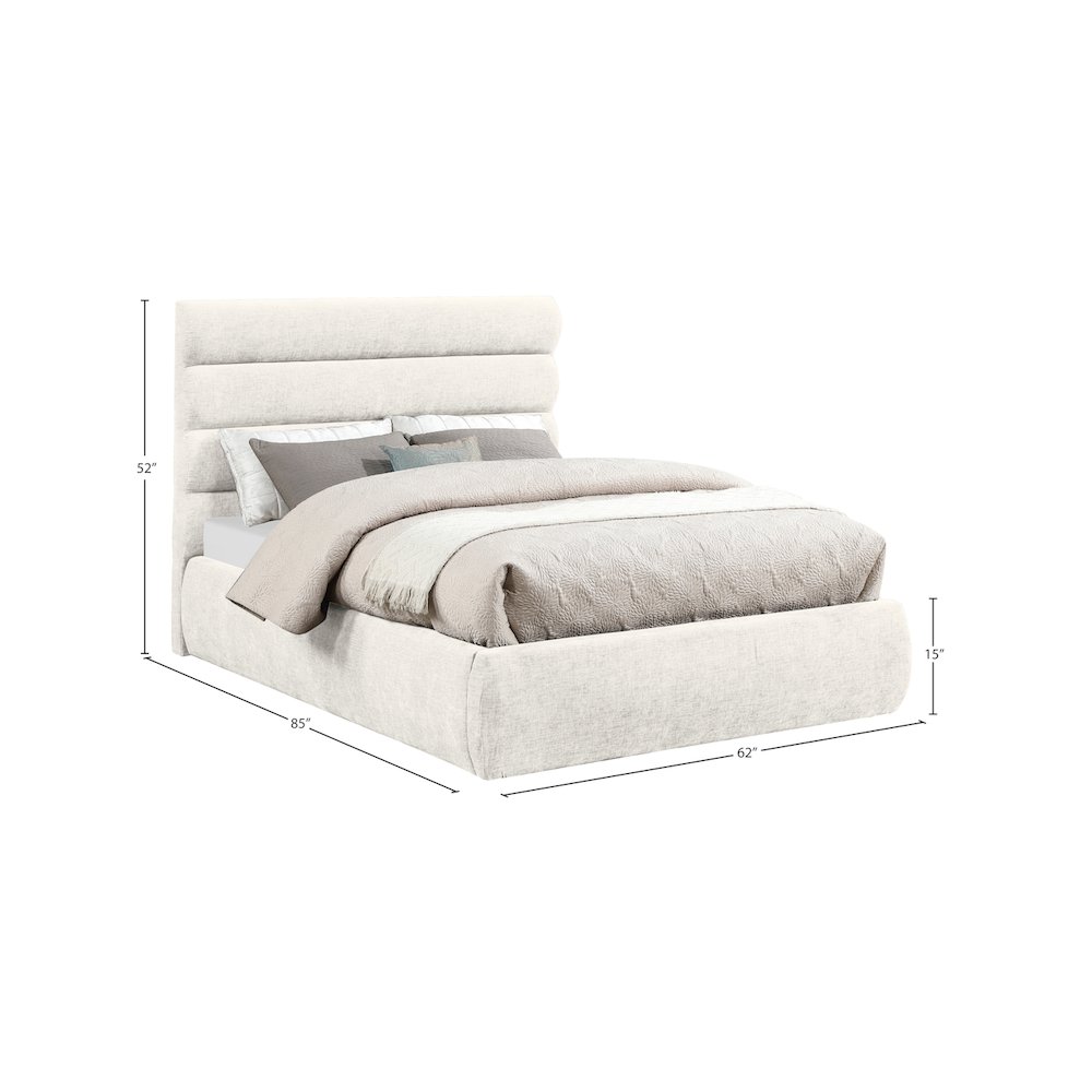 Adam Cream Chenille Fabric Full Bed. Picture 8