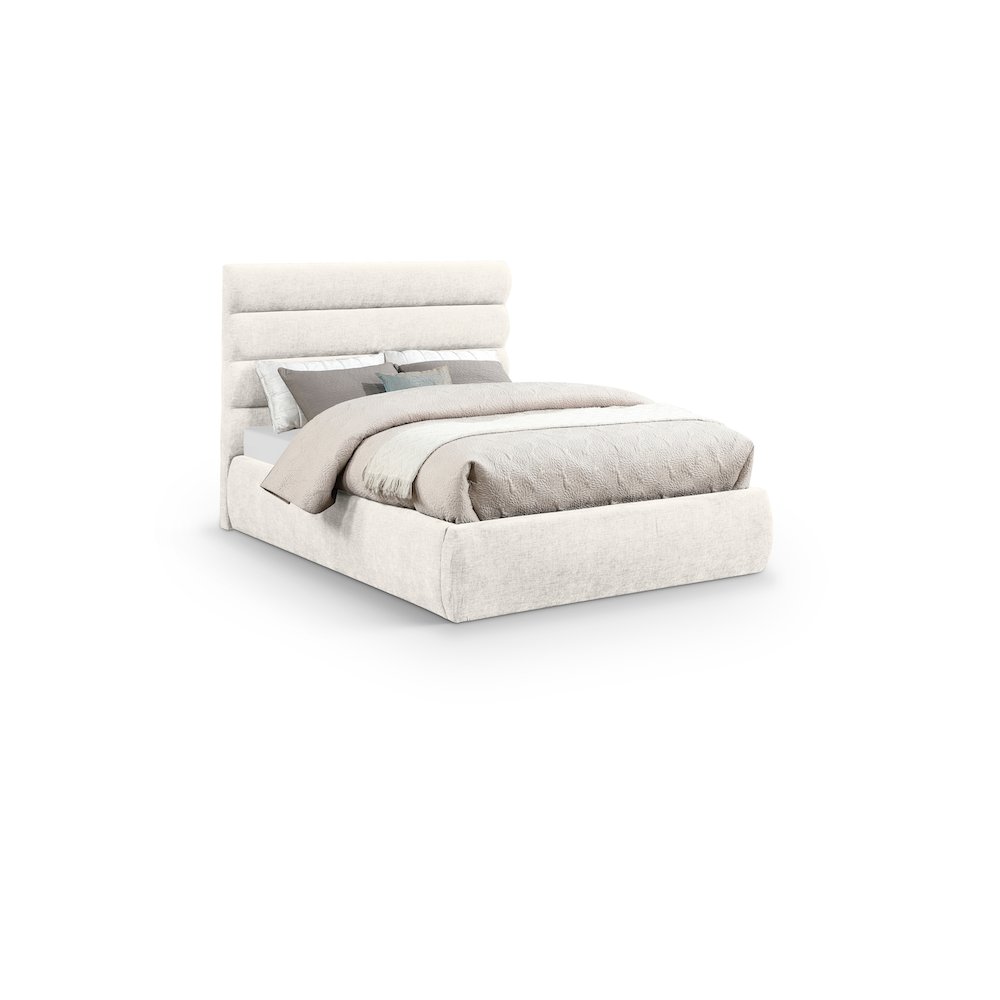Adam Cream Chenille Fabric Full Bed. Picture 1