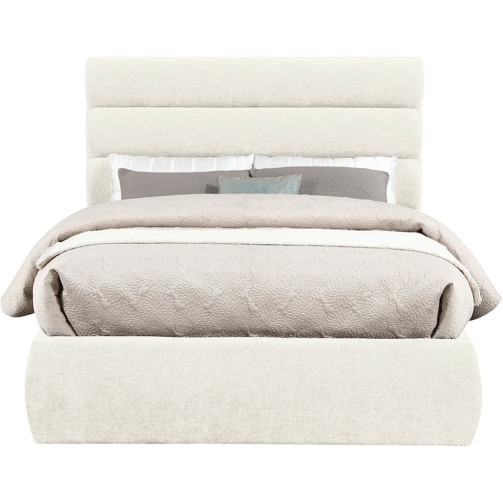 Adam Cream Chenille Fabric Full Bed. Picture 2