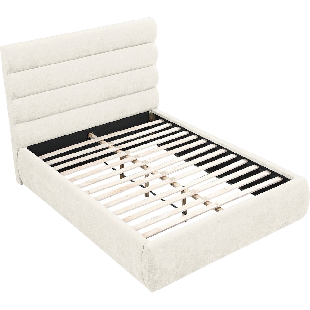 Adam Cream Chenille Fabric Full Bed. Picture 6