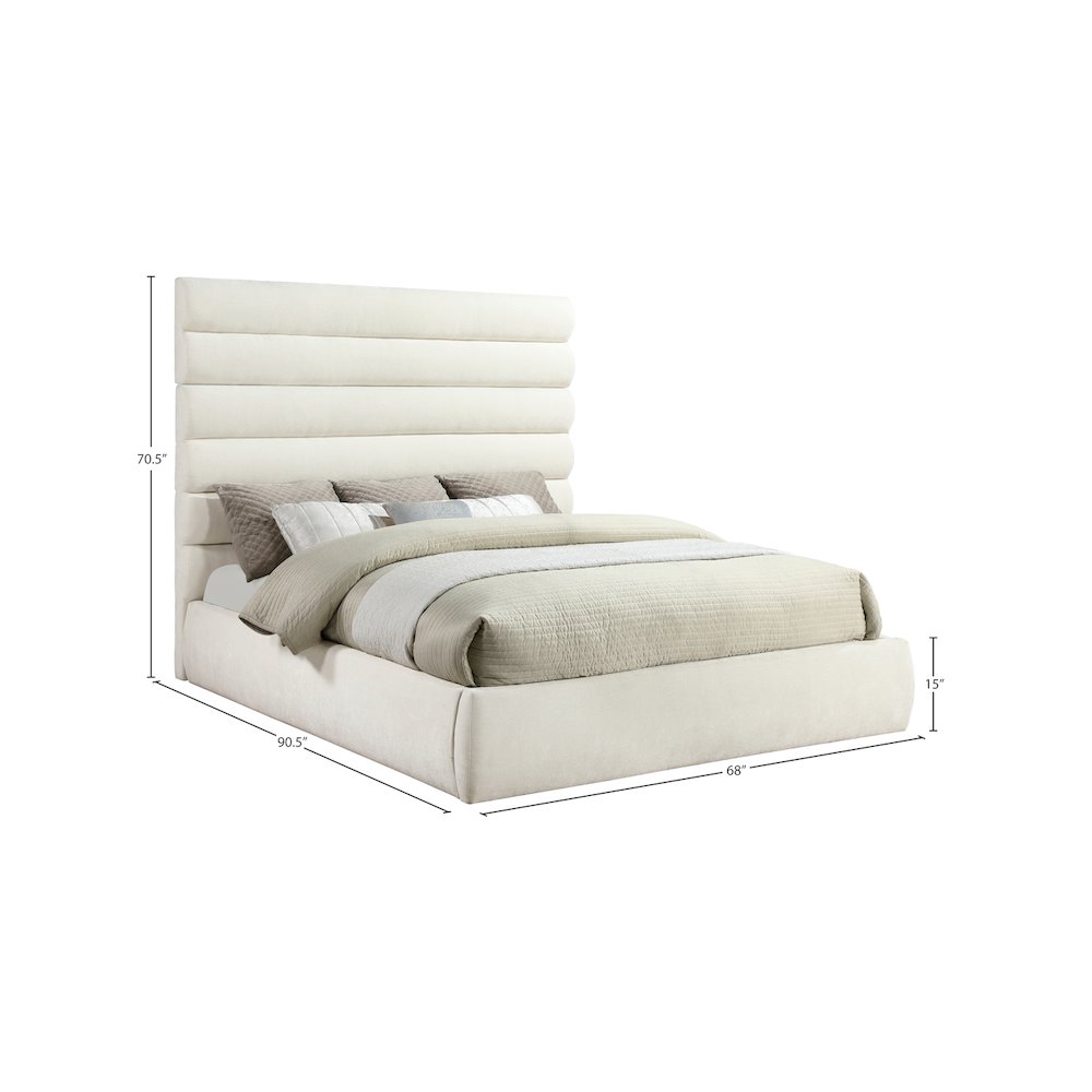 Adam Cream Chenille Fabric King Bed. Picture 8