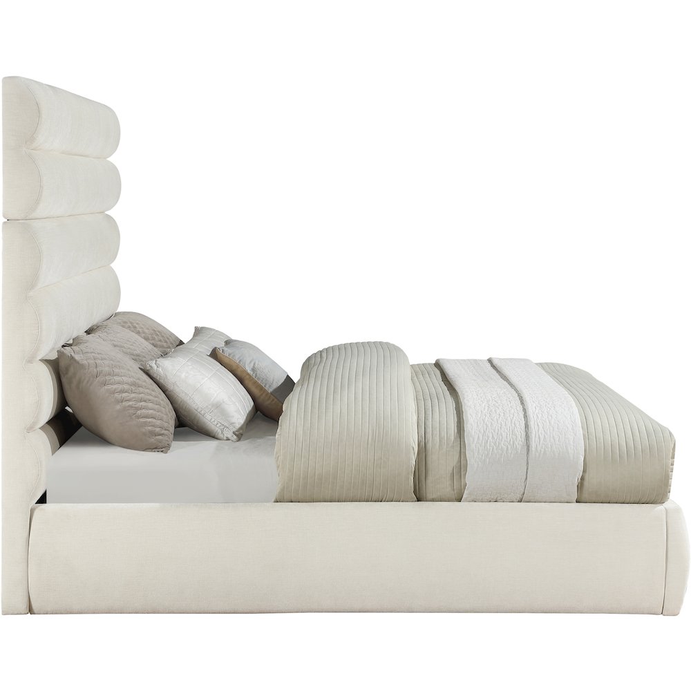 Adam Cream Chenille Fabric King Bed. Picture 3