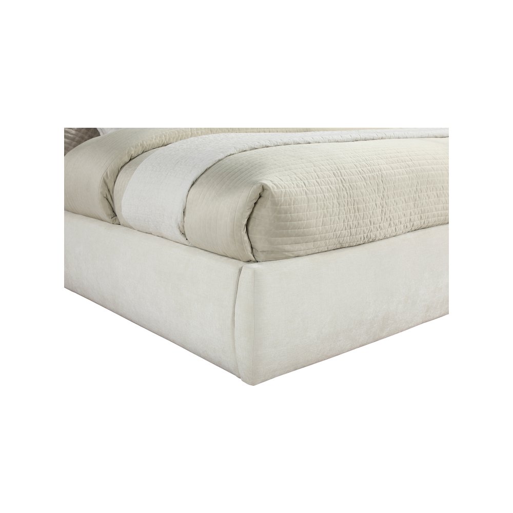 Adam Cream Chenille Fabric King Bed. Picture 5