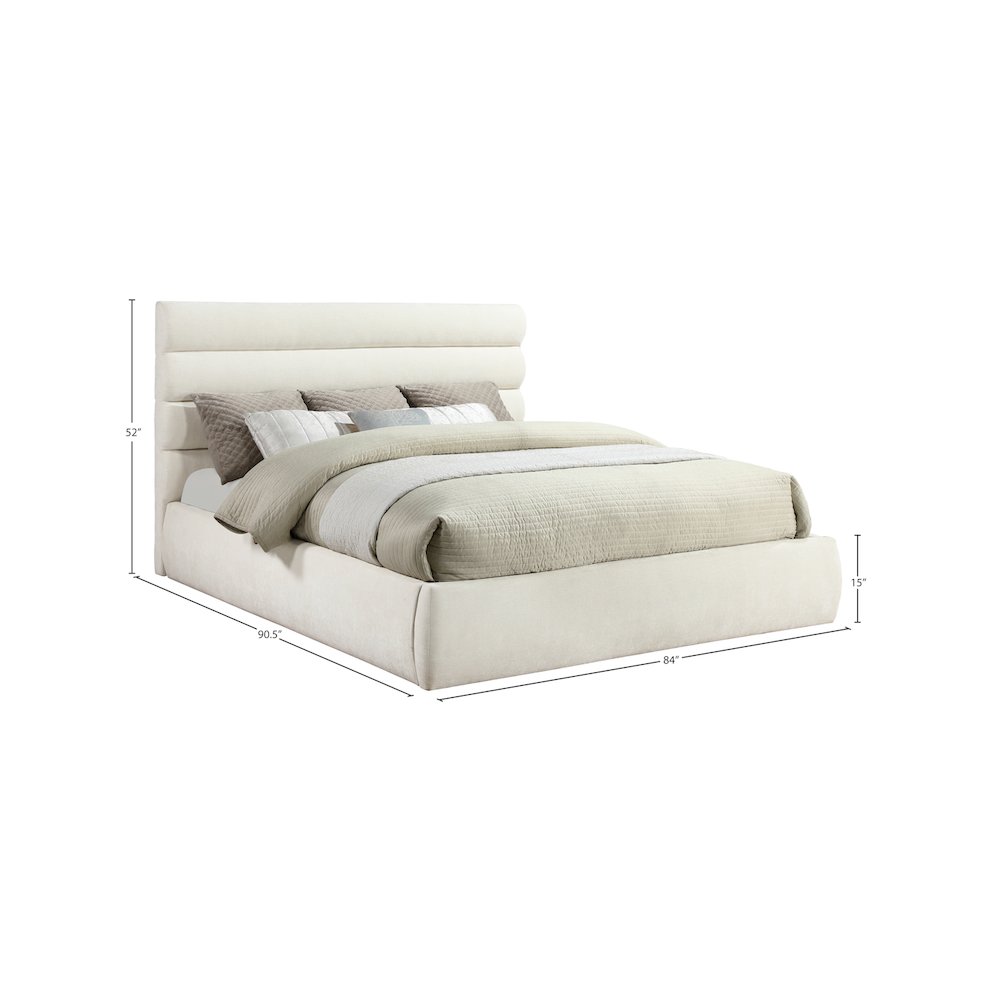 Adam Cream Chenille Fabric King Bed. Picture 8