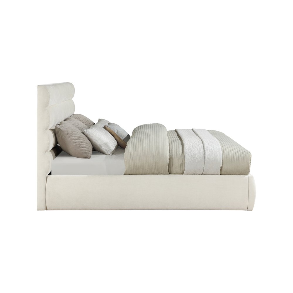 Adam Cream Chenille Fabric King Bed. Picture 3