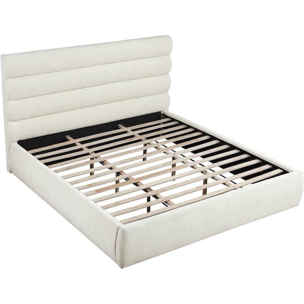 Adam Cream Chenille Fabric King Bed. Picture 6