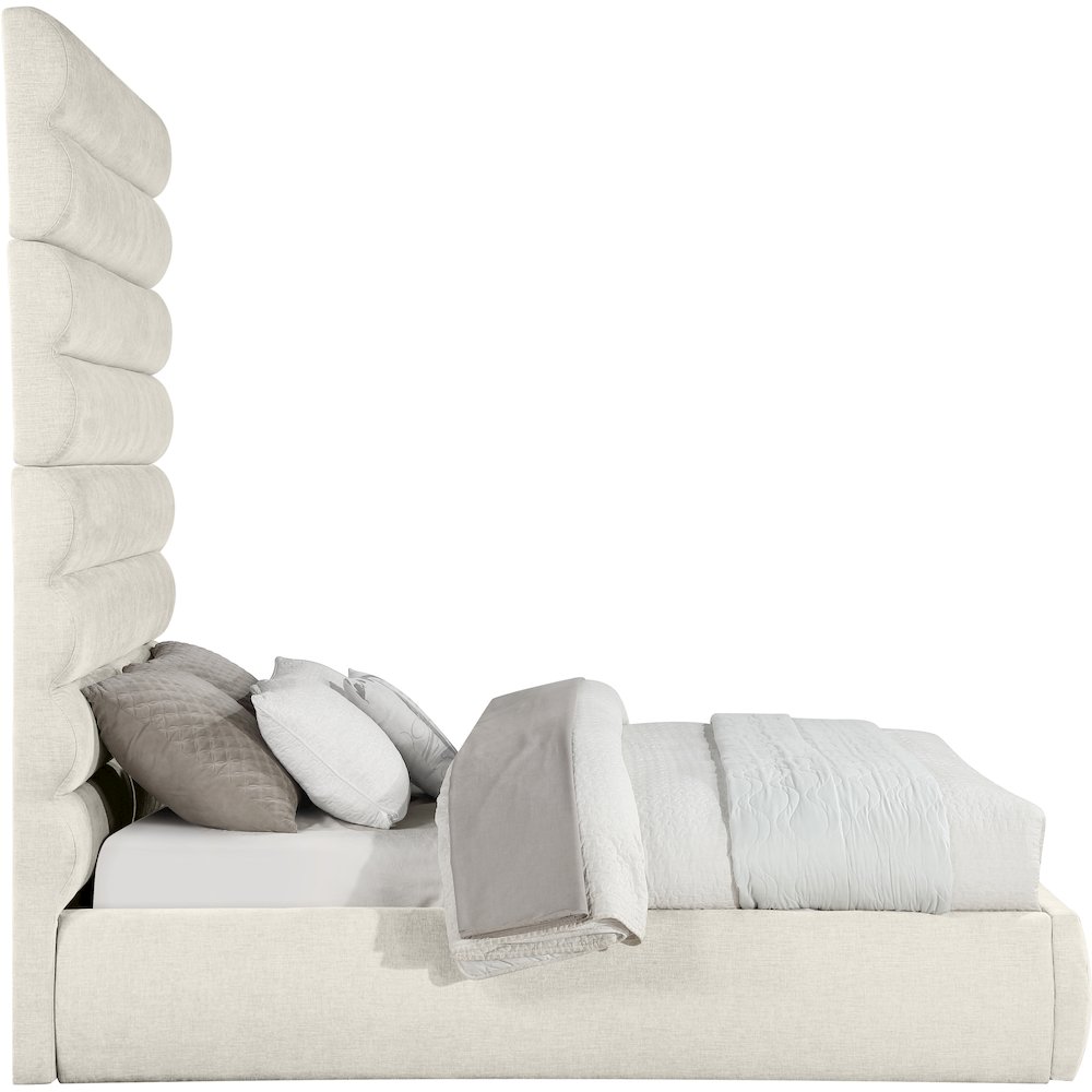 Adam Cream Chenille Fabric Queen Bed. Picture 3