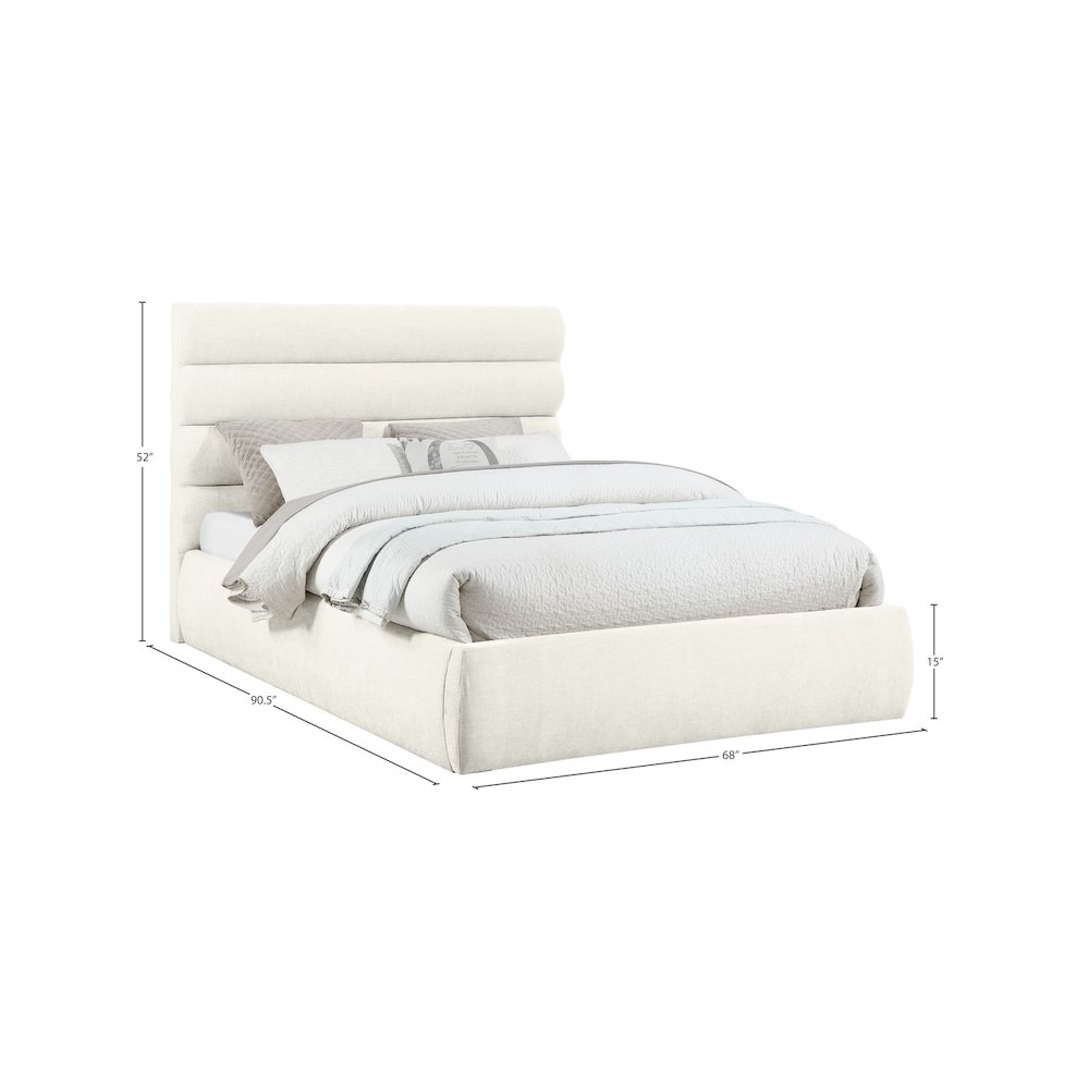 Adam Cream Chenille Fabric Queen Bed. Picture 8