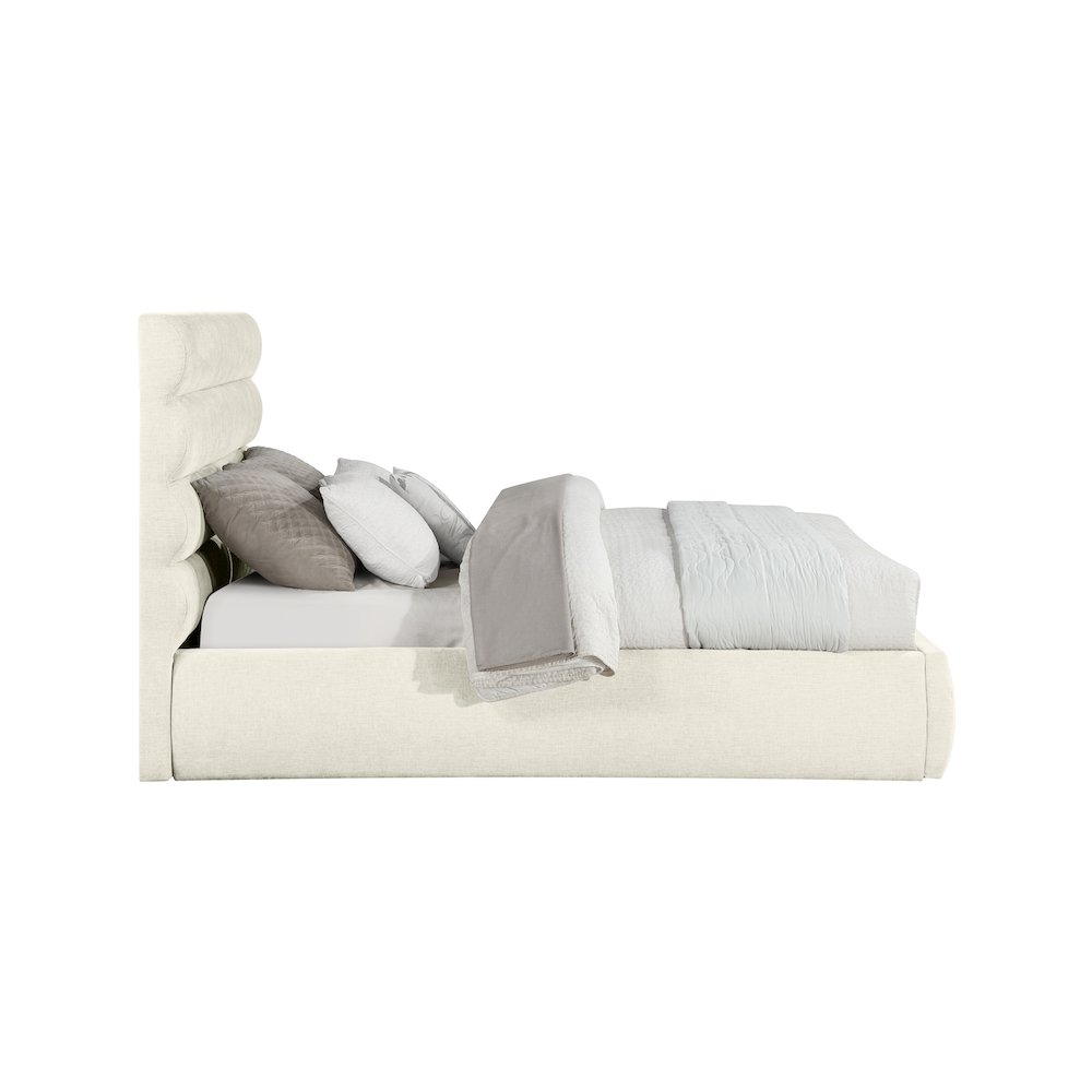 Adam Cream Chenille Fabric Queen Bed. Picture 3