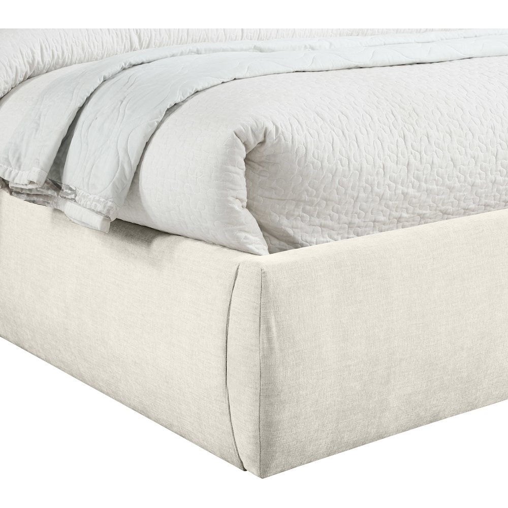 Adam Cream Chenille Fabric Queen Bed. Picture 5