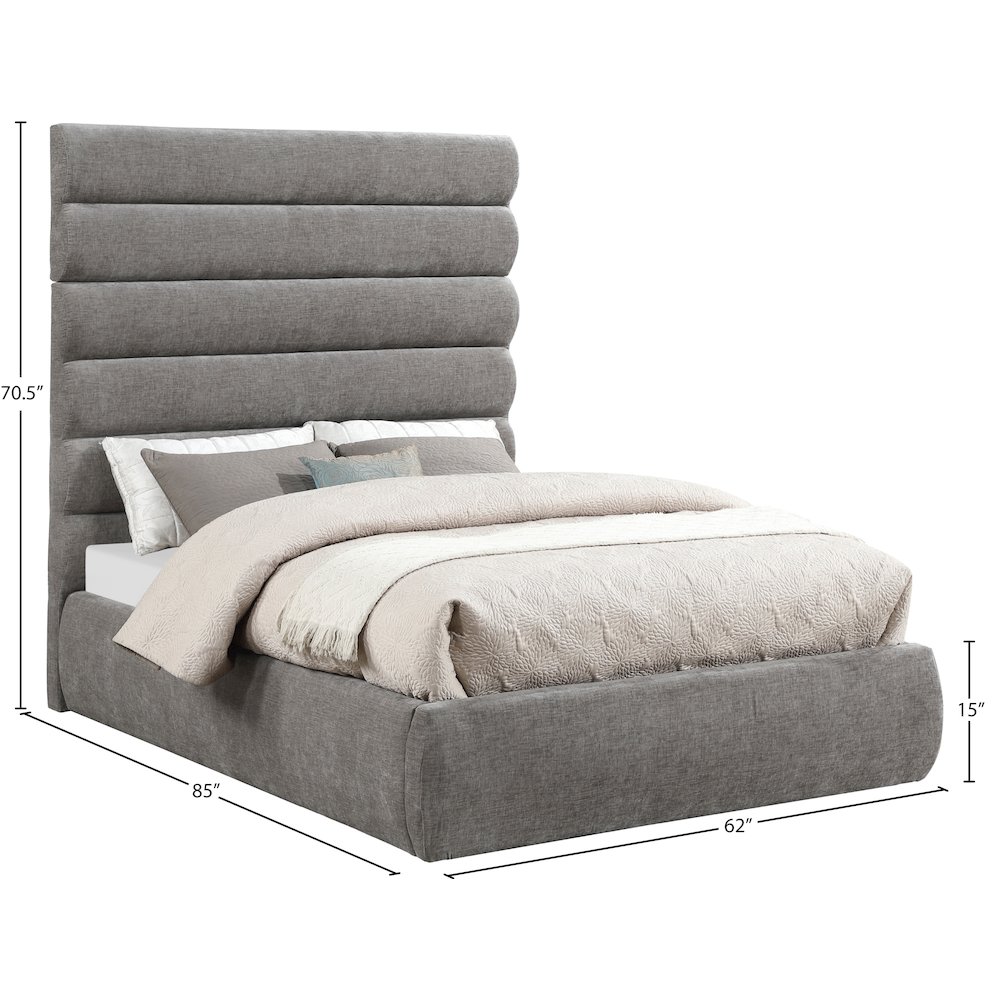 Adam Grey Chenille Fabric Full Bed. Picture 8