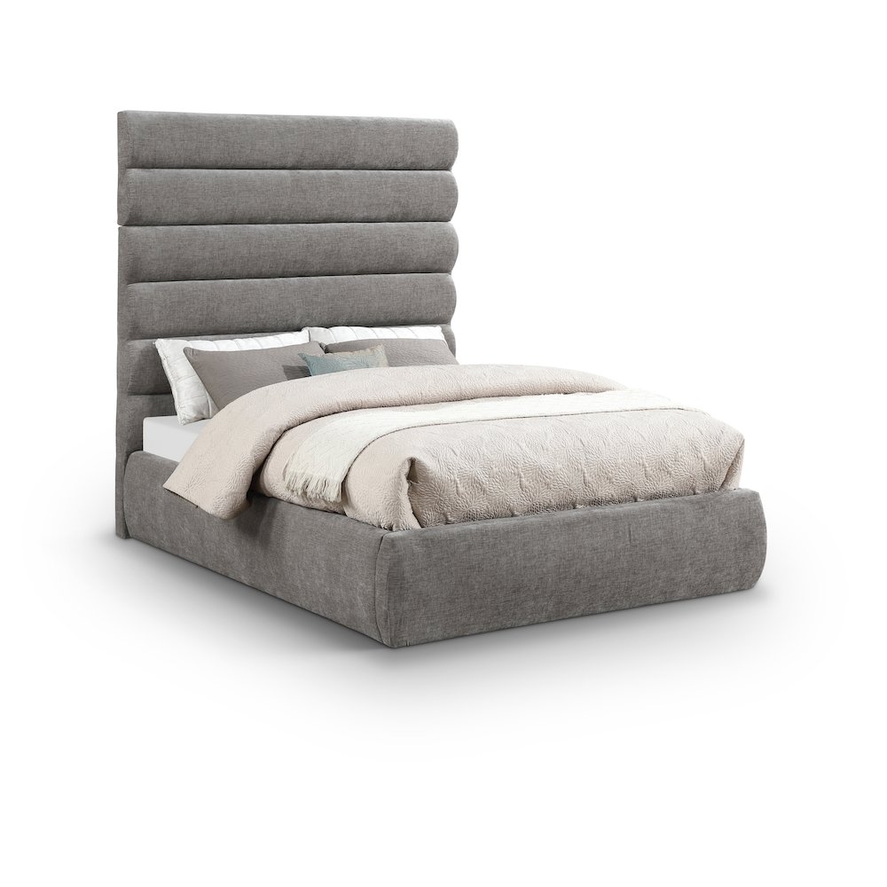 Adam Grey Chenille Fabric Full Bed. Picture 1