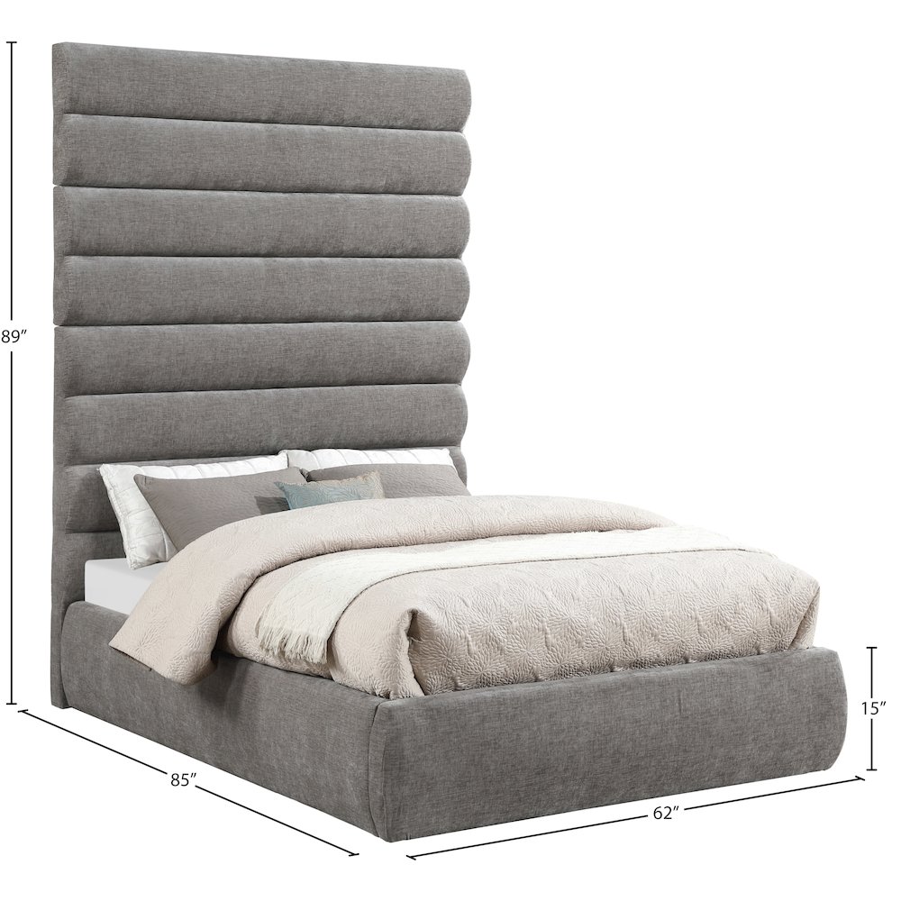 Adam Grey Chenille Fabric Full Bed. Picture 8