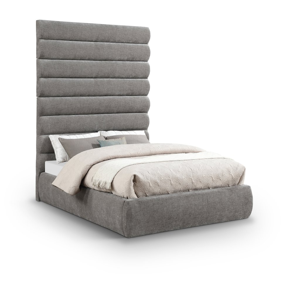 Adam Grey Chenille Fabric Full Bed. Picture 1