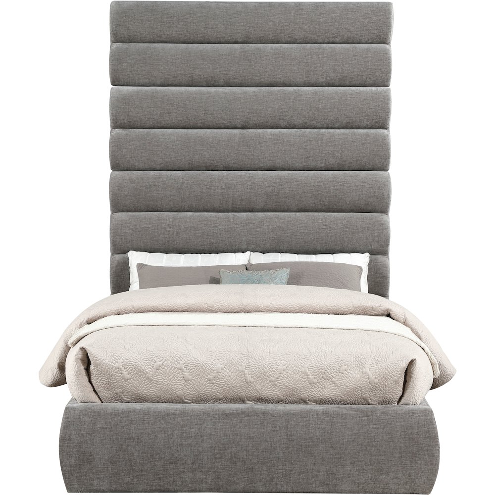 Adam Grey Chenille Fabric Full Bed. Picture 2