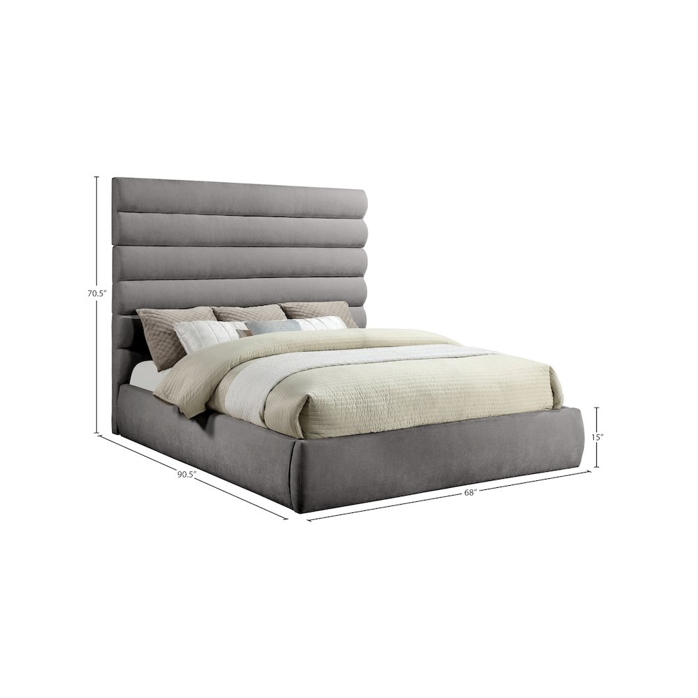 Adam Grey Chenille Fabric King Bed. Picture 8