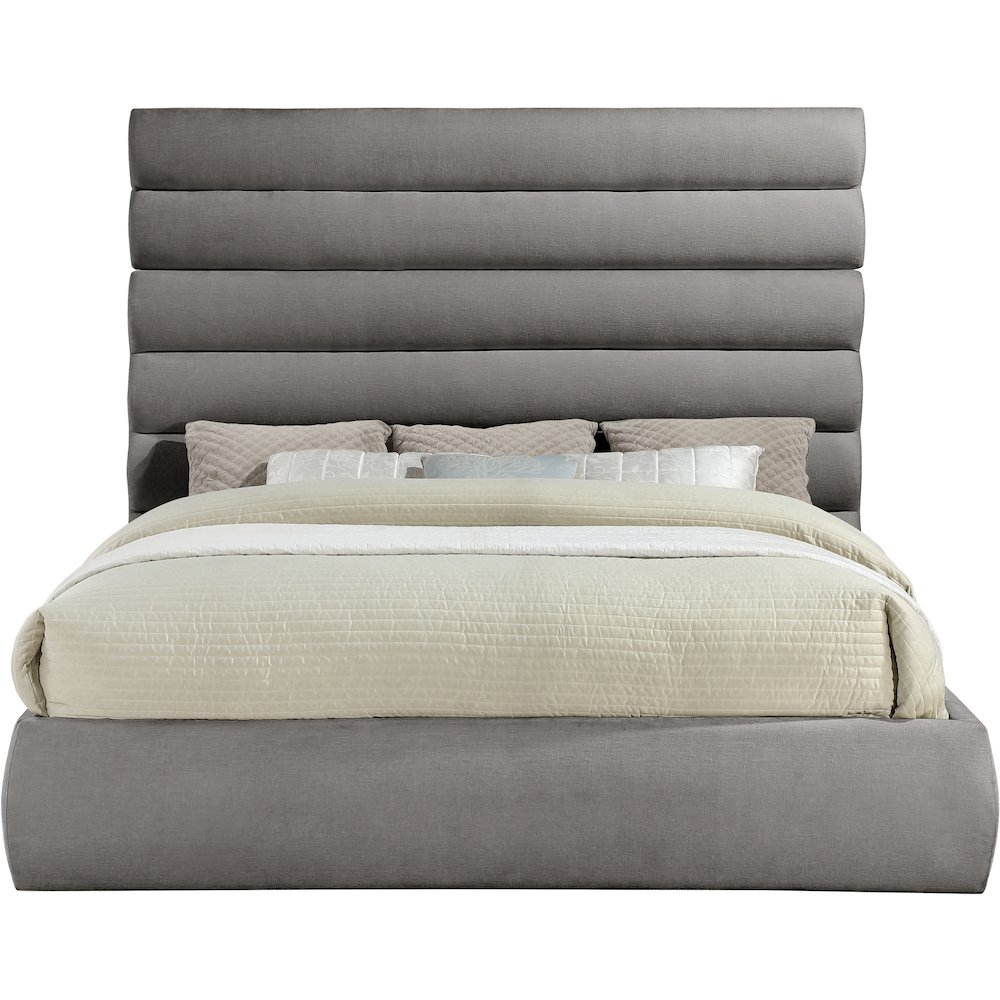 Adam Grey Chenille Fabric King Bed. Picture 2