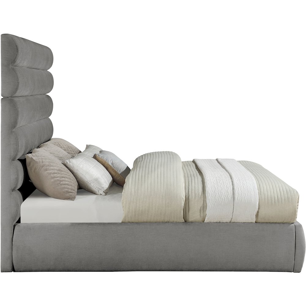 Adam Grey Chenille Fabric King Bed. Picture 3