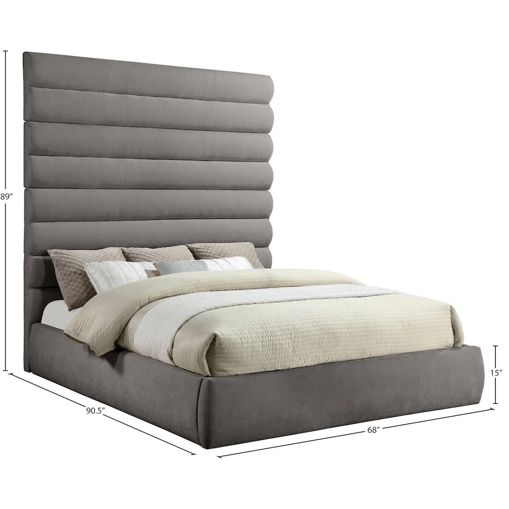Adam Grey Chenille Fabric King Bed. Picture 8