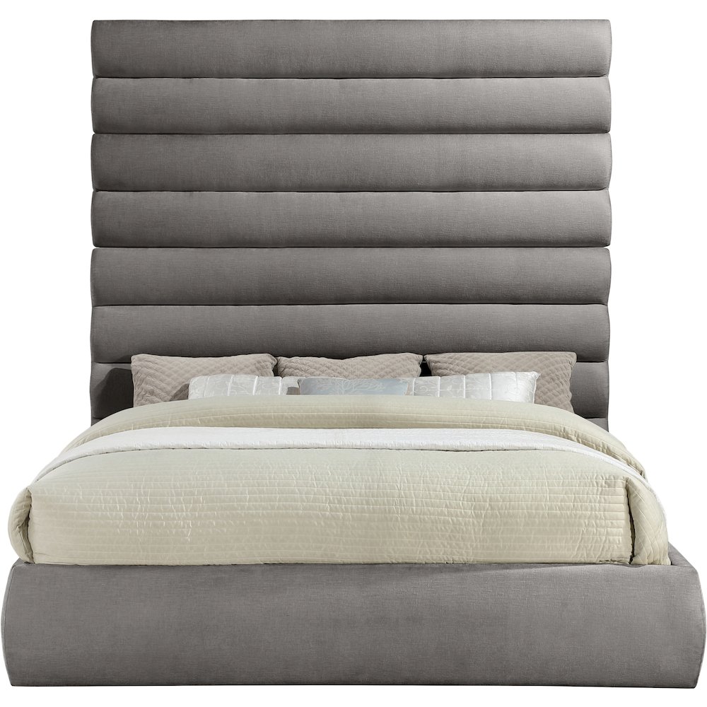 Adam Grey Chenille Fabric King Bed. Picture 2