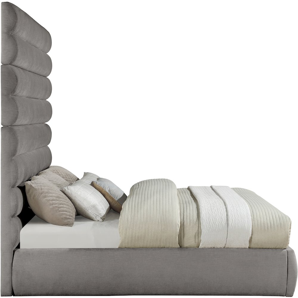 Adam Grey Chenille Fabric King Bed. Picture 3