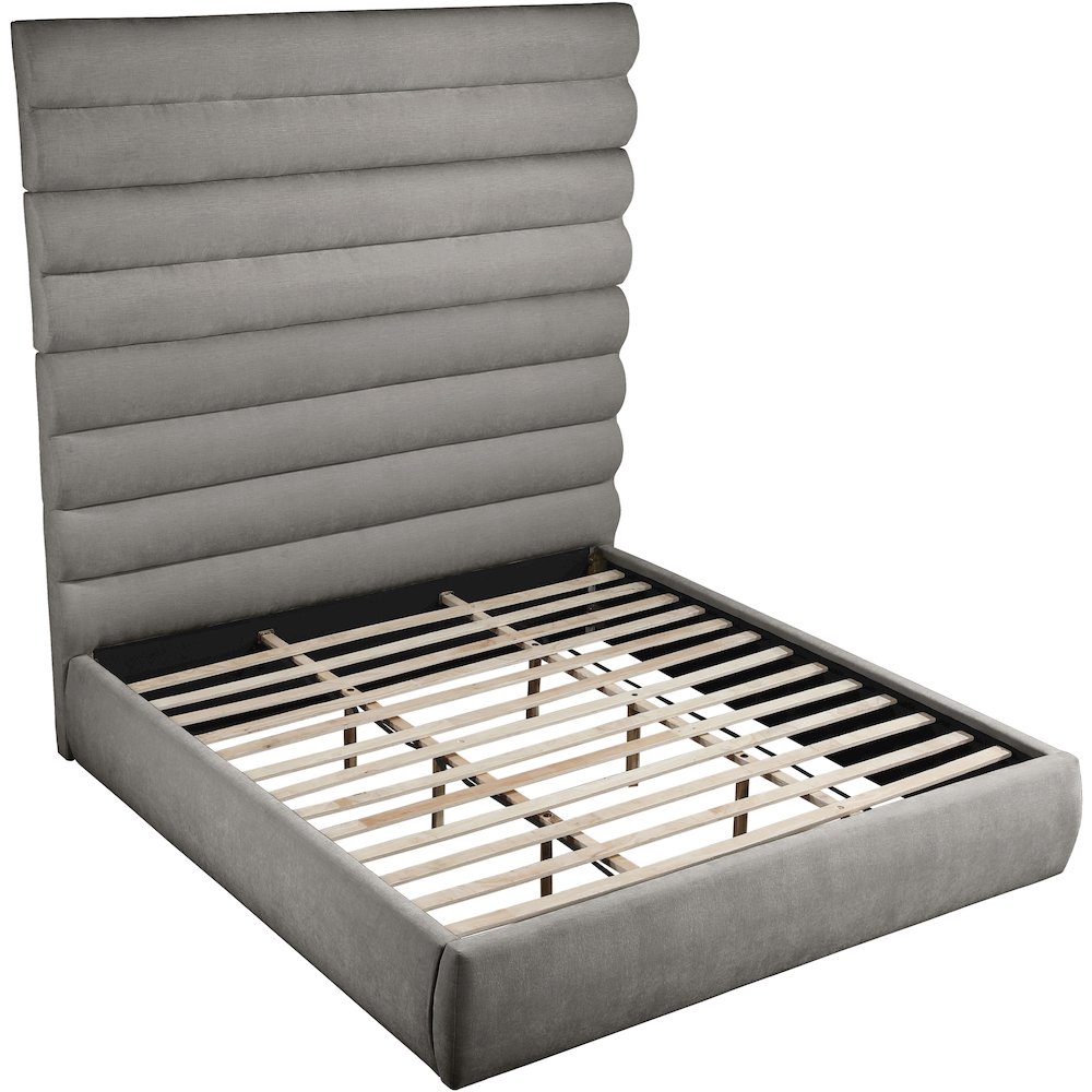 Adam Grey Chenille Fabric King Bed. Picture 6