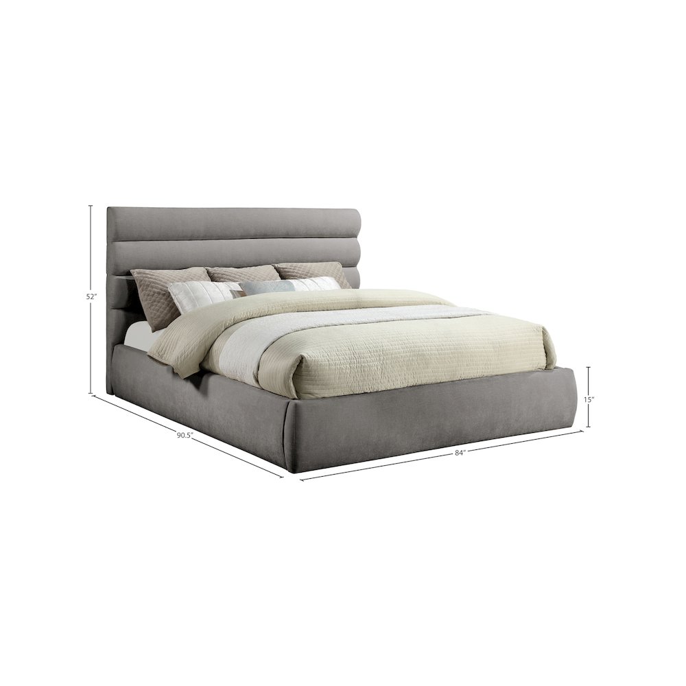 Adam Grey Chenille Fabric King Bed. Picture 8