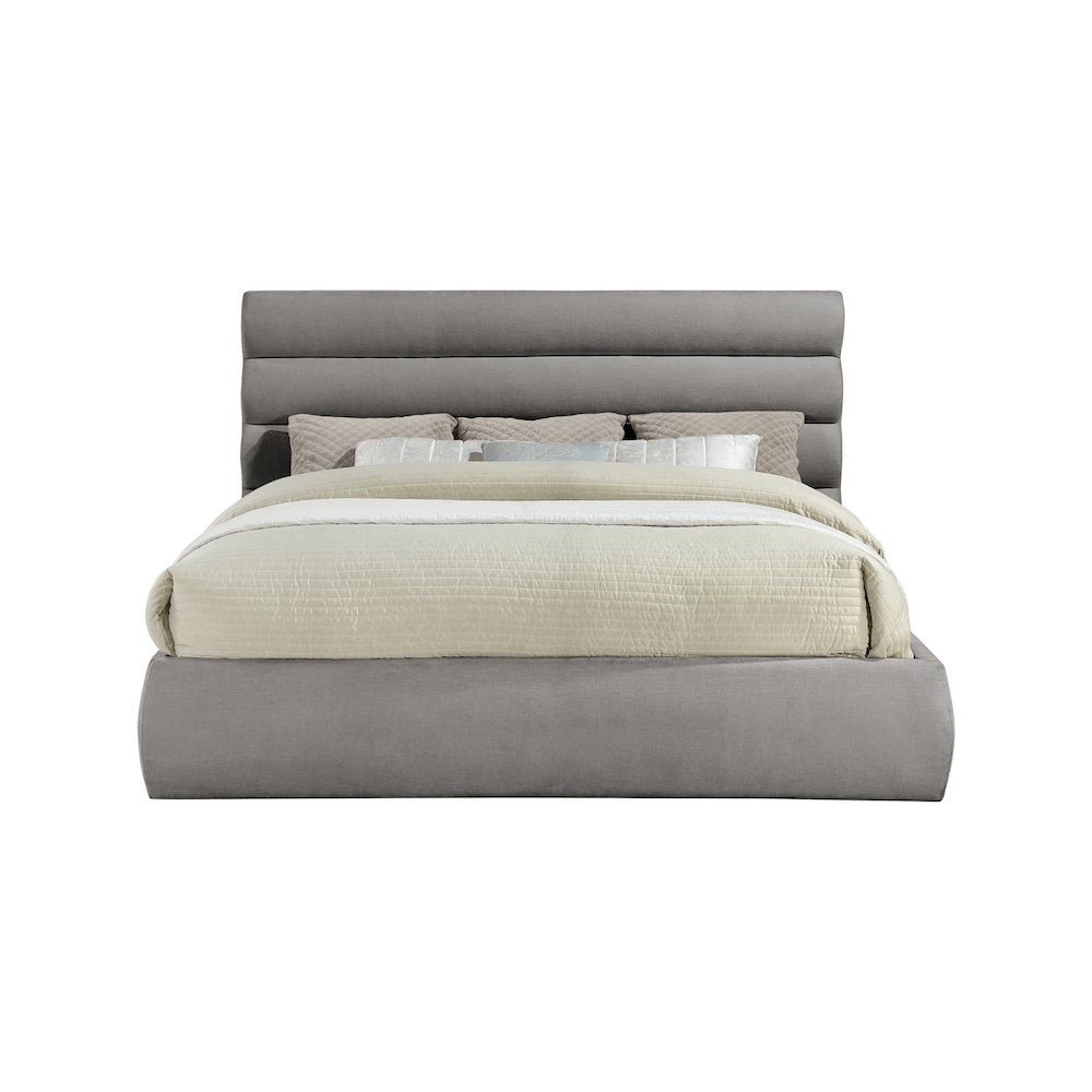 Adam Grey Chenille Fabric King Bed. Picture 2
