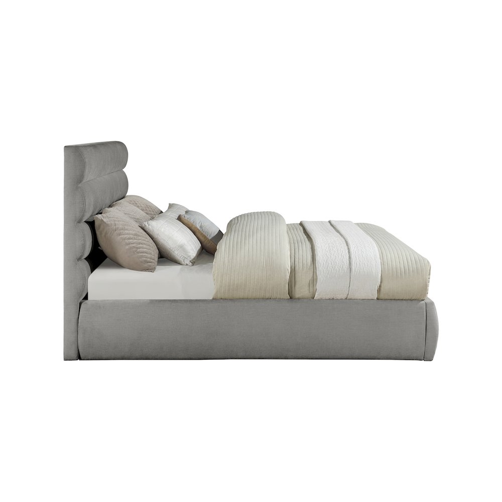 Adam Grey Chenille Fabric King Bed. Picture 3