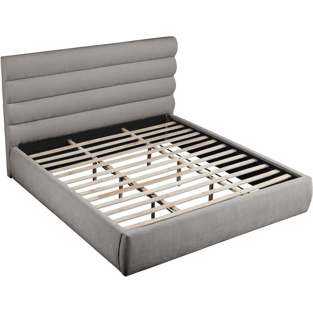 Adam Grey Chenille Fabric King Bed. Picture 6